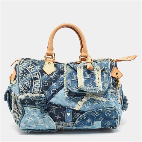 louis vuitton blue monogram denim limited edition patchwork speedy bag|louis Vuitton Speedy colors.